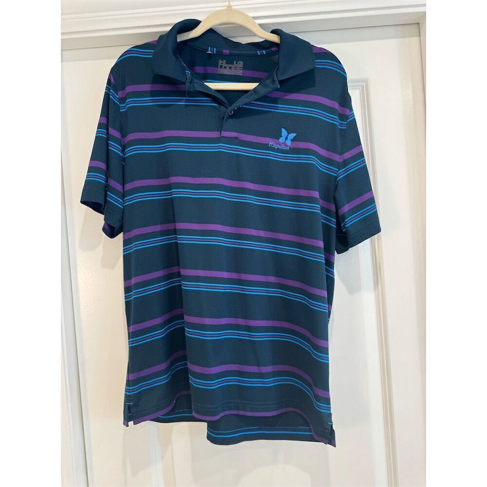 Under Armour Men's Striped Polo Shirt L Kapalua Golf Logo Casual